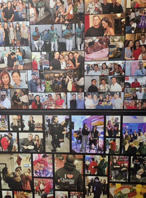Wall of Photos of Guests at Queens Hotel Events